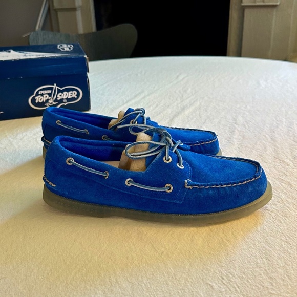 Men's Blue Suede Sperry Topsiders size 8 1/2 - Picture 1 of 3